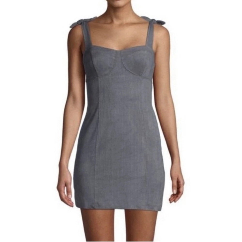 Free People Intimately Mini Dress L Something’Bout You Bodycon Ribbed Gray Knit
